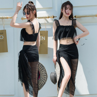 2026 новый купальный костюм женщина бикини трещина три образца тонкий ларец собирать корейский INS консервативного плавания женщины одеваются